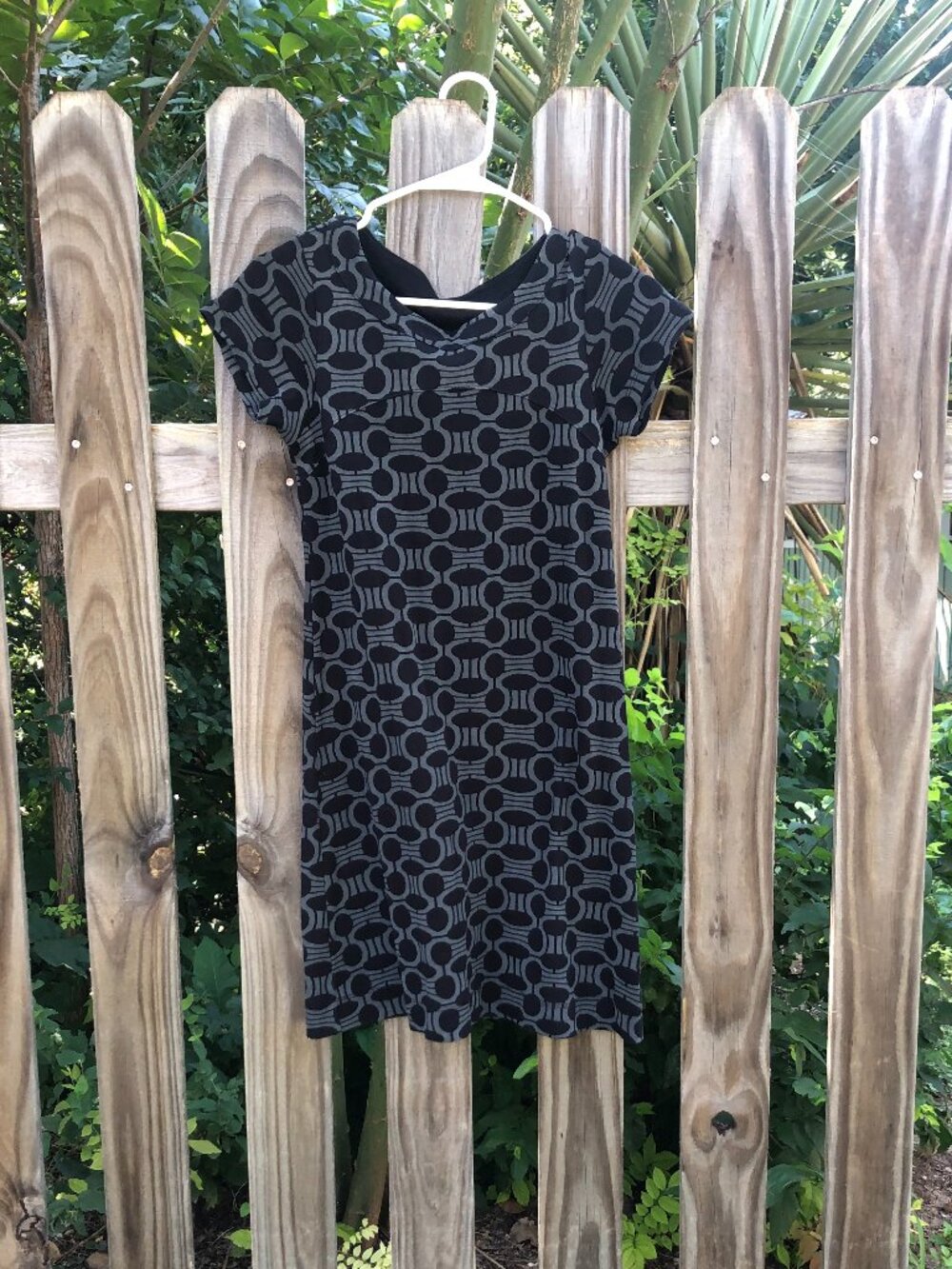 Black with Gray Geometric Design Mini Dress